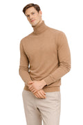 State Cashmere Men's Essential Turtleneck Sweater 100% Pure Cashmere Classic Long Sleeve Pullover (Camel, Large)