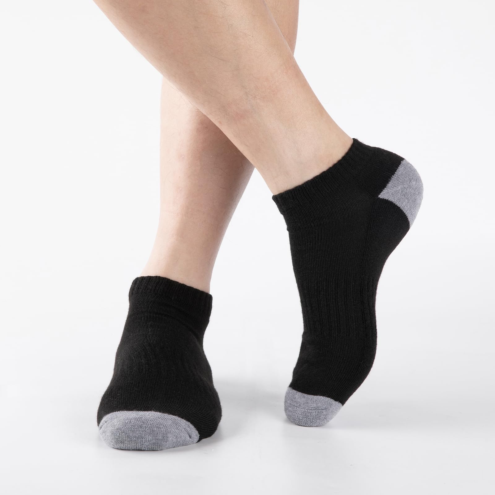 eallco 10 Pairs Mens Ankle Socks Low Cut Socks for Men Athletic Socks Breathable Cushioned White