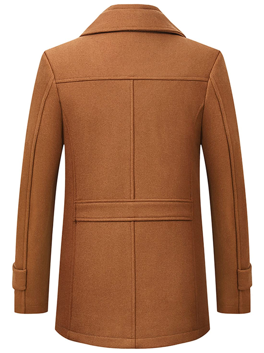 chouyatou Men's Winter Stylish Wool Blend Single Breasted Military Peacoat (Medium, Brown)
