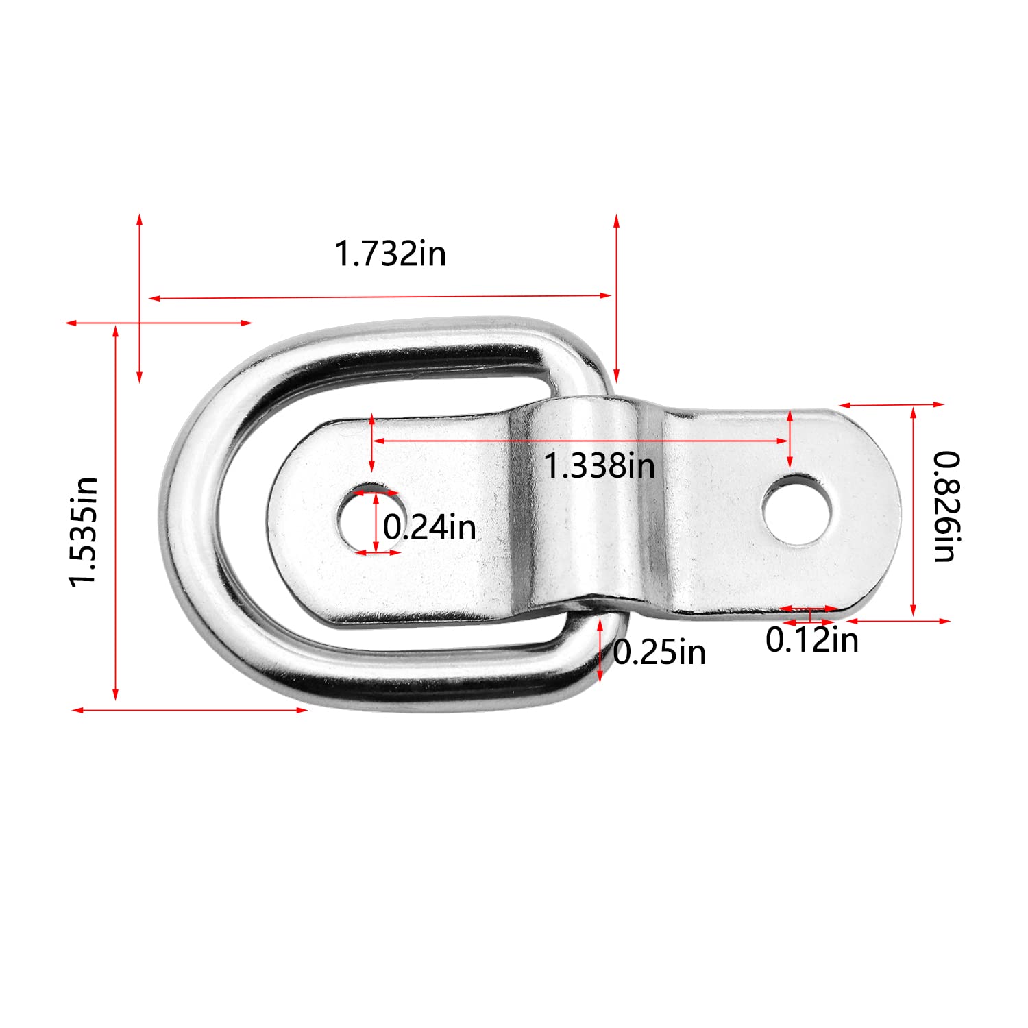 D-Ring Tie Downs Anchor1/4” Heavy Duty Surface Floor Mount Lashing Rings 2400 lbs Cargo Trailers Load-Bearing Hangers Bracket (Pack of 12)