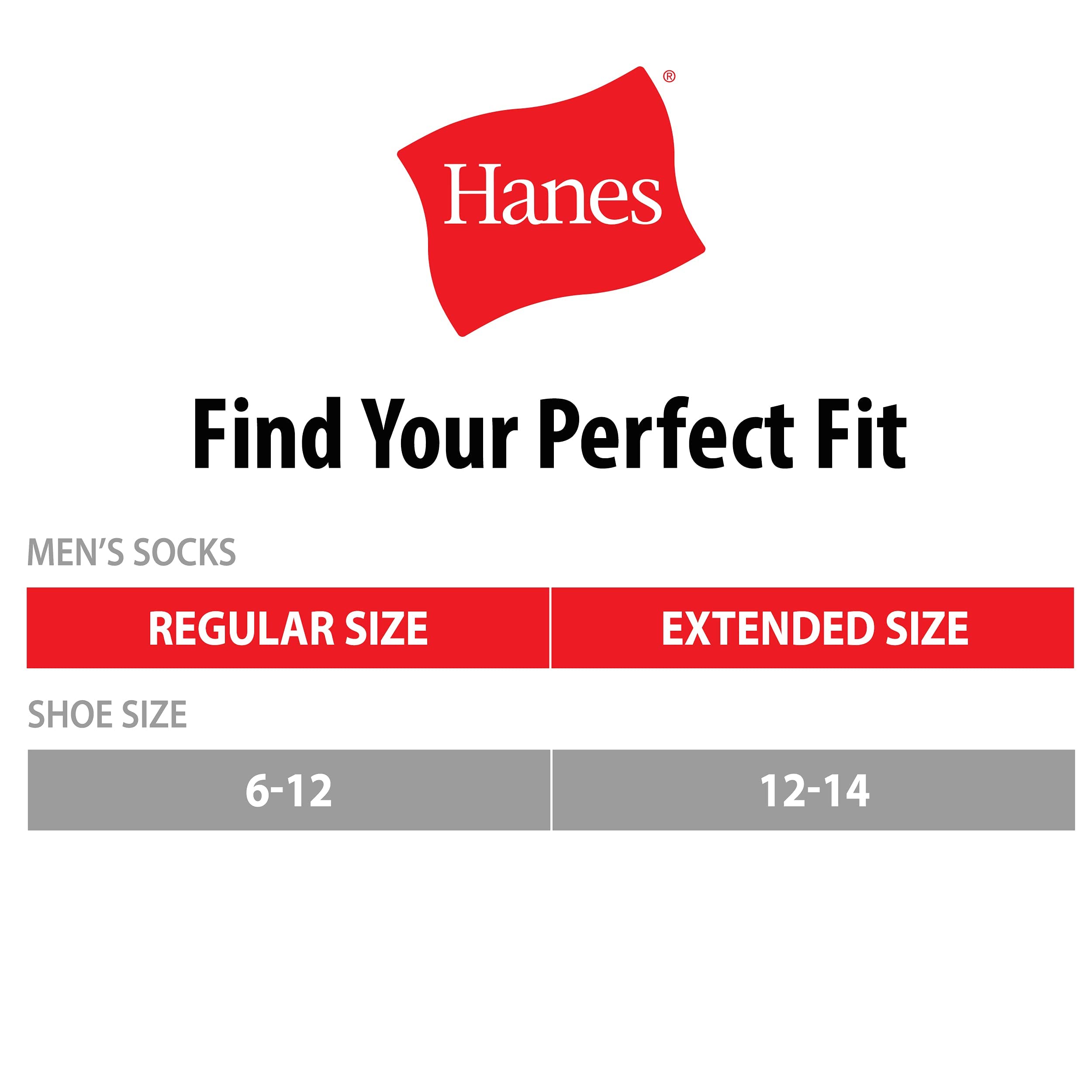 Hanes mens Hanes Men's Socks, 6-pair Pack Max Cushion Crew, Black/Grey Foot Bottom, 6 12 US