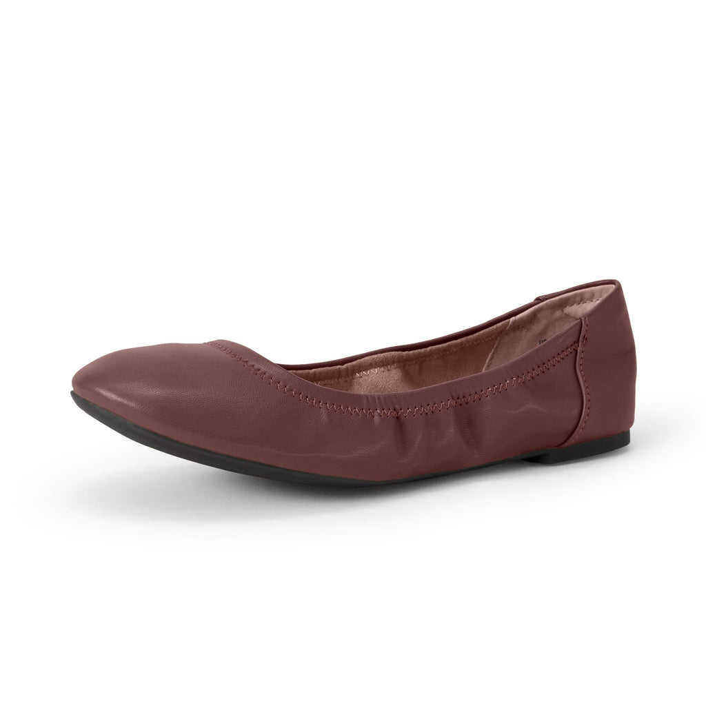 Amazon Essentials Women's Belice Comfortable Slip-On Ballet Flats Shoes, Deep Brown, 8