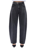 SHAPUM Black Baggy Barrel Jeans for Women High Waisted Trendy Balloon Jeans Retro Pear Shaped Boyfriend Distressed Jean