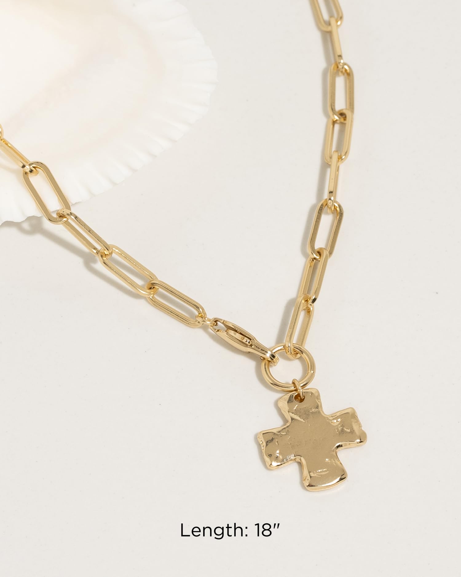 James Michelle Chunky Cross Chain Necklace for Women – Premium Waterproof, Tarnish-Free, Gold PVD Coated Jewelry – Hypoallergenic – Perfect for Beach, Weddings, Gifts – 18 Inch Length
