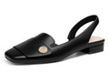 Coutgo Womens Chunky Low Heels Slingback Square Closed Toe D'Orsay Pumps Slip On Work Dress Shoes, Black, Size 6