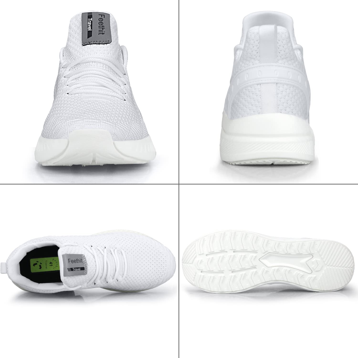 Feethit Mens Slip On Walking Shoes Blade Tennis Shoes Non Slip Running Shoes Lightweight Workout Shoes Breathable Mesh Fashion Sneakers All White Size 10.5