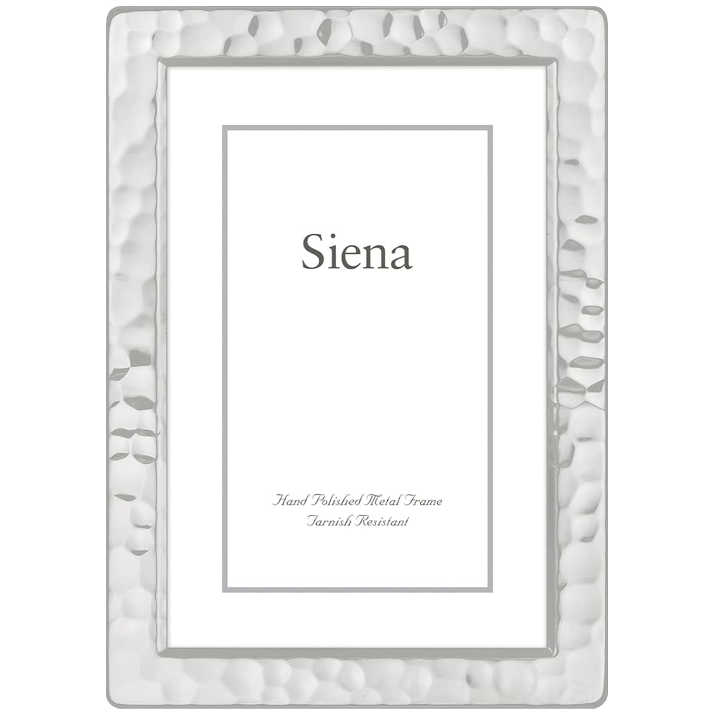 Siena Hammered Silver Picture Frame, Tarnish Resistant Finish, Perfect Photo Frame for any End Table, Credenza, Shelf, or Nightstand, Silver 8x10