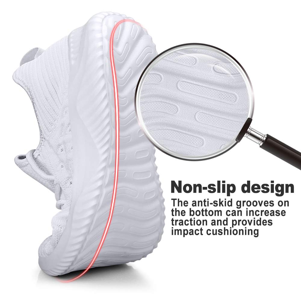 Feethit Mens Slip On Walking Shoes Lightweight Breathable Non Slip Running Shoes Comfortable Fashion Sneakers for Men White Size 12