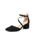 DREAM PAIRS Women's Closed Pointed Toe Low Chunky Heels Pumps Ankle Strap Wedding Business Dressy Shoes,Size 8,Black-Nubuck,SDPU2354W