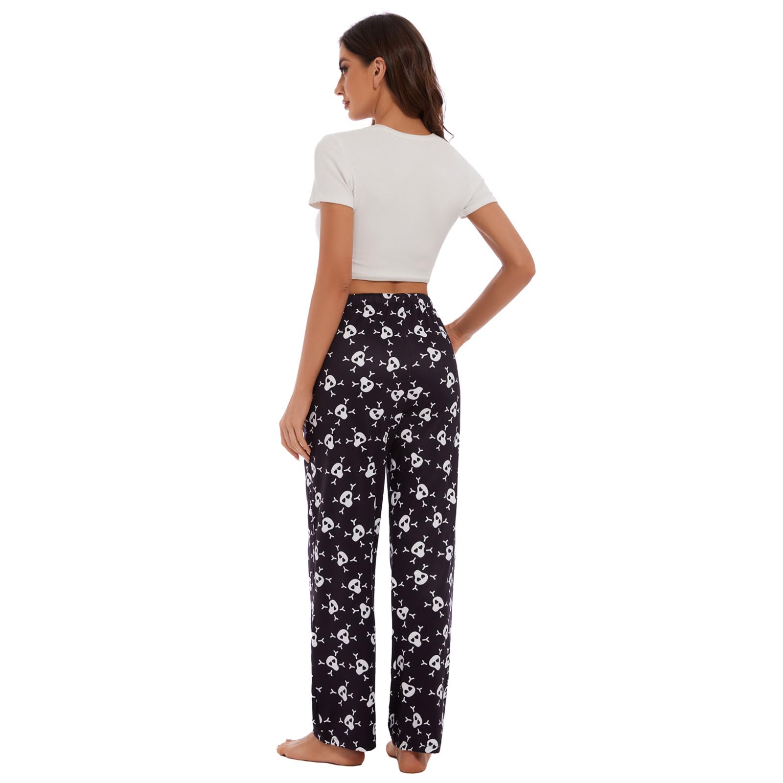 Devirld Women's Lounge Pants, Straight-Leg Loose Pajama Pants for Women Flowy Wide Leg Palazzo Trousers with Pockets