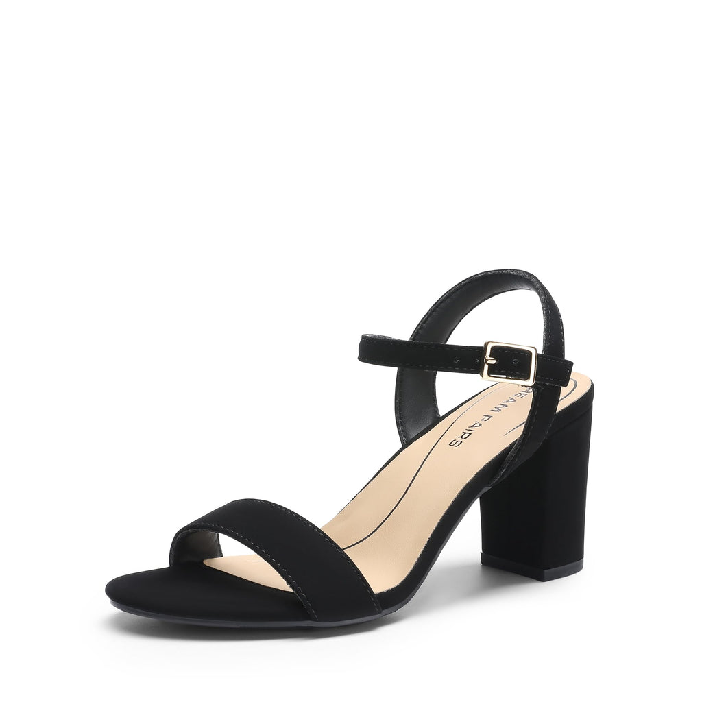 DREAM PAIRS Women's Chunky Heels Block Round Open Toe Ankle Strap Heel Fashion Wedding Party Comfort Dress Sandals Shoes,Size 7.5,Black-Nubuck,DWUMHS2528