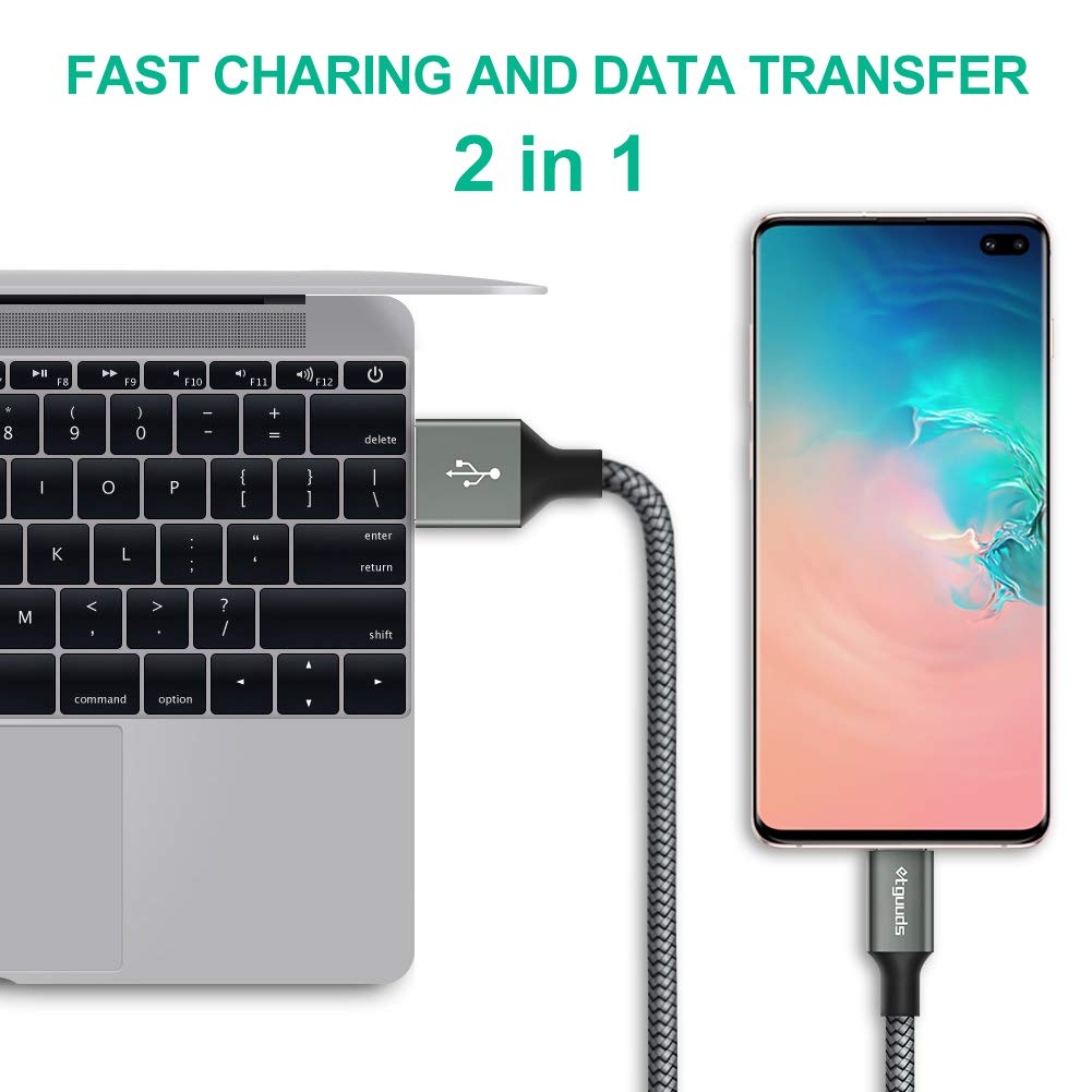 etguuds USB to USB C Cable 3ft, 2-Pack USB A to Type C Charger Cord Fast Charging for Samsung Galaxy A17 A16 A15 A26 A36 A56, S25 S24 S23 S22 S21 S20 S10 Note 20, for iPhone 17 16 15, Moto, Gray