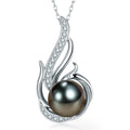 Tahitian Black Pearl Necklaces for Women-Pearl Phoenix Pendant-Christmas Mothers Day Valentine's Day Gifts Wife Mom Grandma Girlfriend Daughter Her Best Friend Birthday Anniversary Fine Jewelry