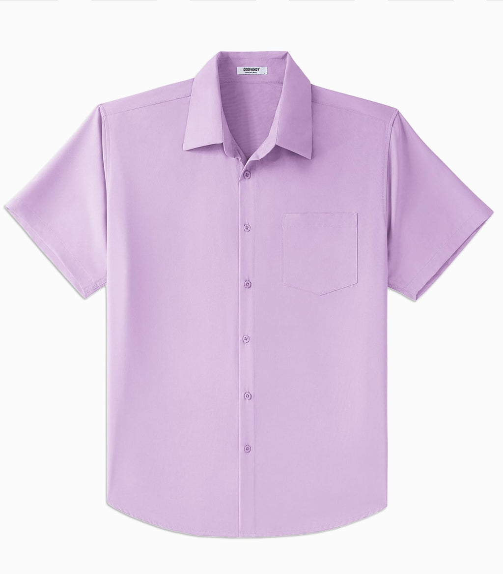 COOFNADY Big & Tall Button Down Shirts for Men Business Casual Short Sleeve Work Shirts Tops with Pockets 5 5X 5XL 5xlt Olive Lavender Light Purple Lilac