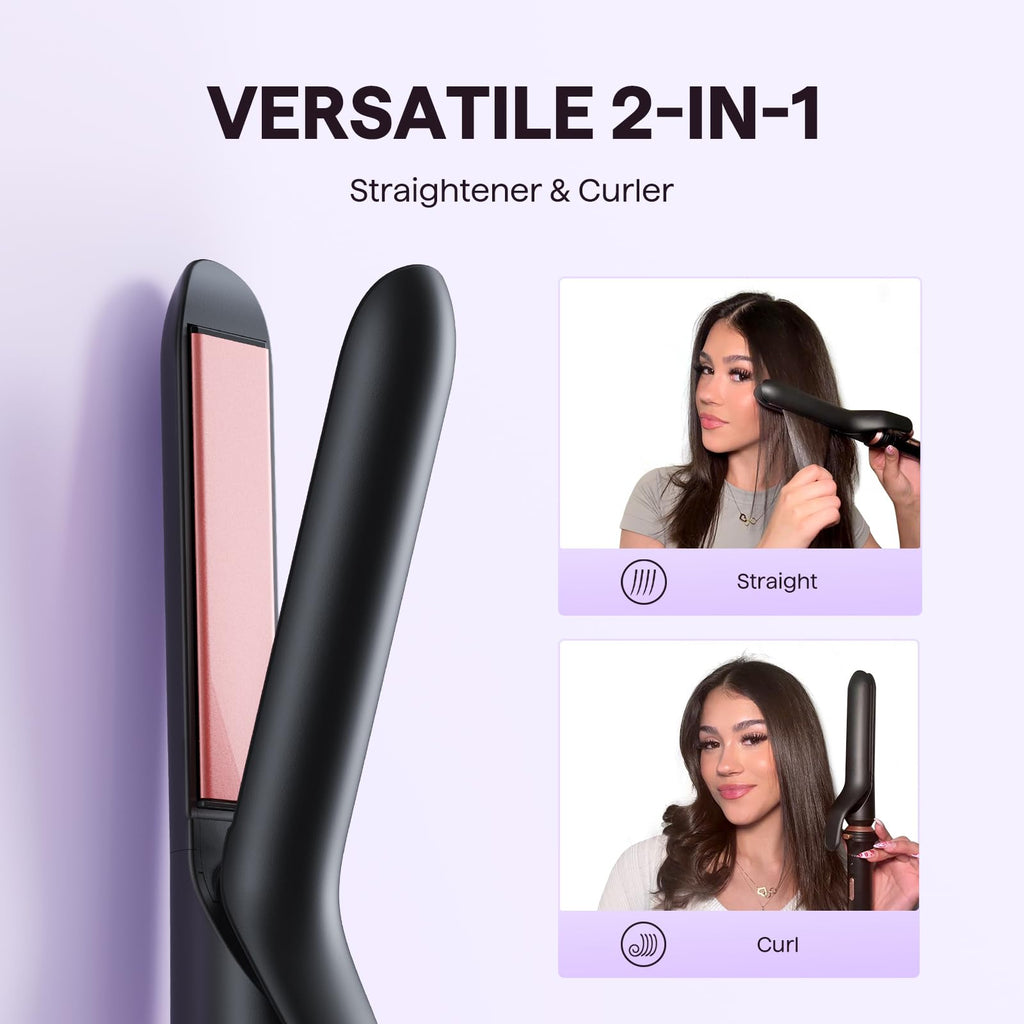 Wavytalk 3 in 1 Curling Wand Set, Multi Curl, Curling Iron Set with Heated Round Brush, Flat Iron Hair Straightener, 1 1/4 inch Curling Iron, Dual Voltage Hair Curler