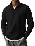 COOFANDY 1/4 Zip Pullover Mens Casual Half Zip Polo Shirt Classic Mock Neck Sweaters Long Sleeve Fashion 3/4 Zip Sweatshirts Black