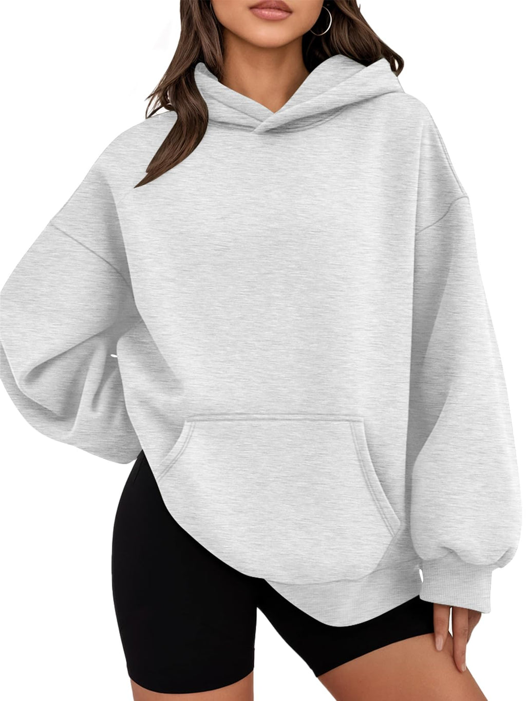 WYNNQUE Hoodies for Women Oversized Sweatshirts Fall Fashion Outfits 2026 Casual Sweaters Tops Fleece Plus Size Workout Comfy Winter Clothes Grey M