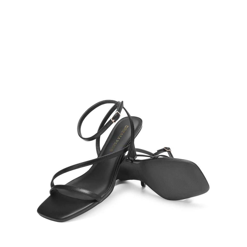 DREAM PAIRS Women's Low Kitten Heels Strappy Open Square Toe Ankle Strap Sexy Fashion Comfort Dress Shoes Party Heeled Sandals,Size 11,Black,DWUMHS2561