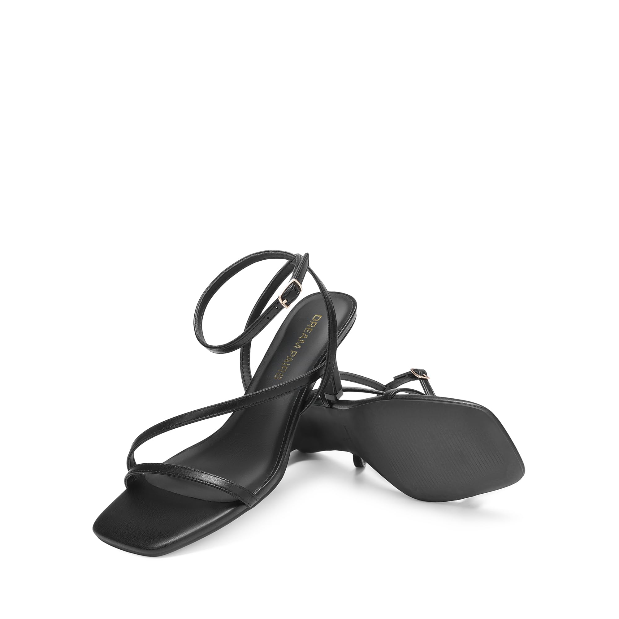 DREAM PAIRS Women's Low Kitten Heels Strappy Open Square Toe Ankle Strap Sexy Fashion Comfort Dress Shoes Party Heeled Sandals,Size 11,Black,DWUMHS2561