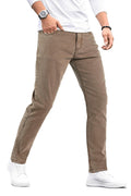Heyfanee Mens Jeans Slim Fit Stretch Denim Pants for Men Slim Leg Brown 32x30