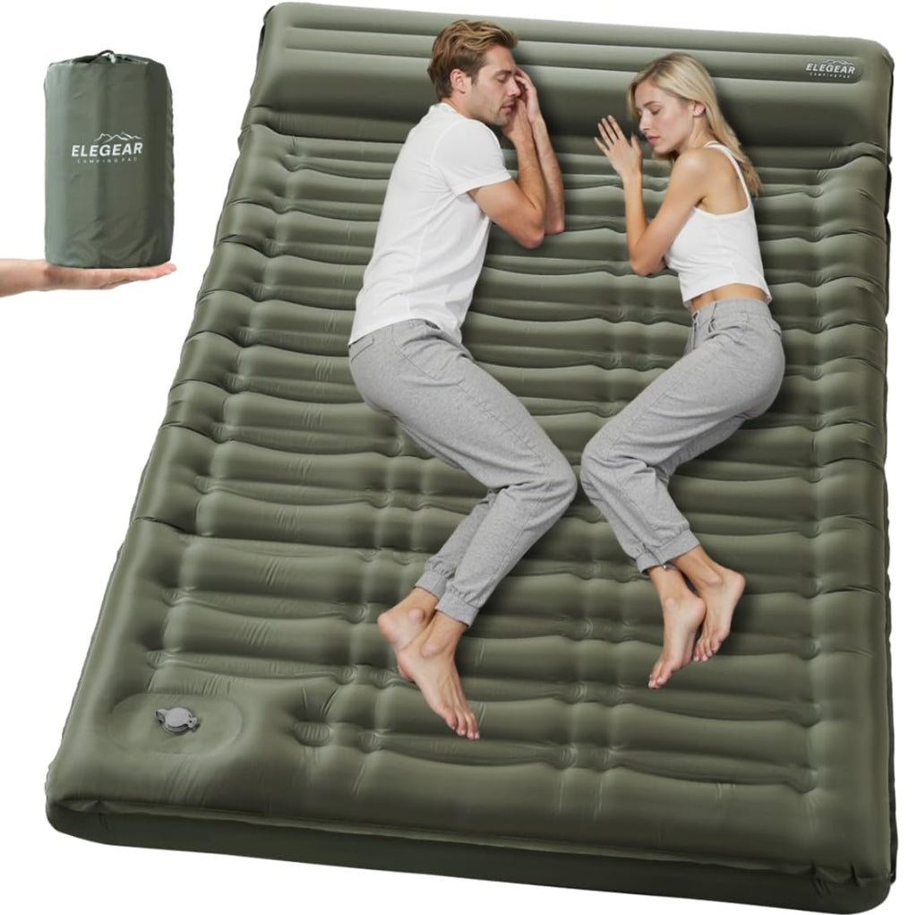 Elegear CumbreX™ Double Sleeping Pad for Camping, 5.5" Ultra-Thick Inflatable Camping Sleeping Pad 2 Person with Built-in Foot Pump, Portable Camping Sleeping Mat for Backpacking Hiking Tent, Full