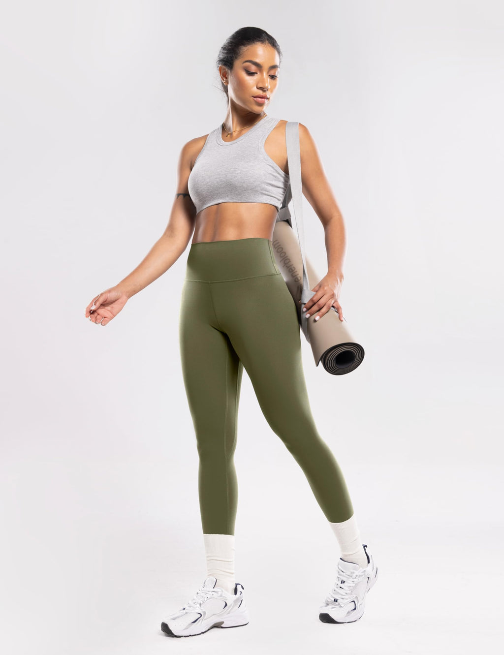 ENERBLOOM Workout Leggings for Women Yoga Pants High Waisted Athletic Full Length Tights Silky Feeling Soft Gym Activewear Lounge 28" Green Large