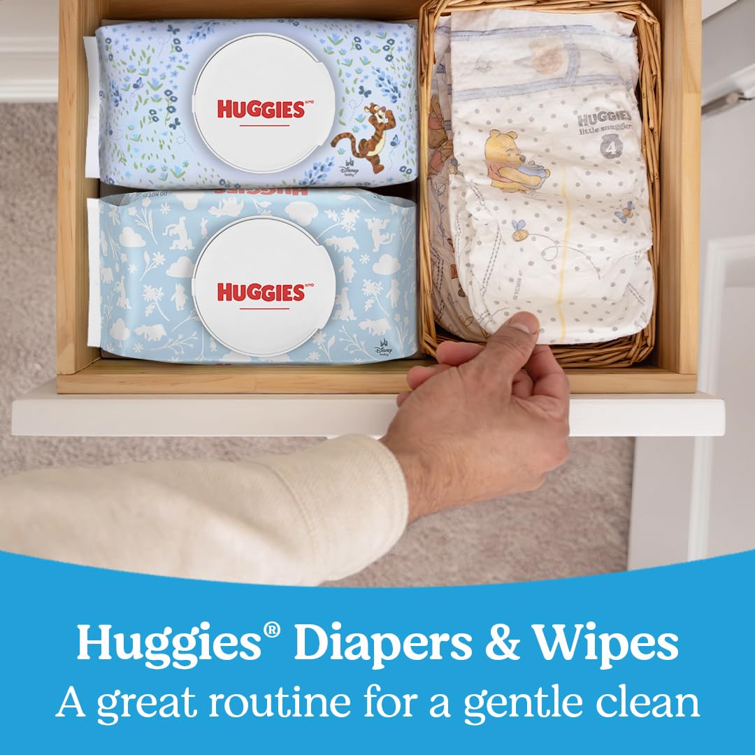 Huggies Natural Care Cucumber, Aloe and Vitamin E Baby Wipes, Hypoallergenic, Scented, 3 Flip-Top Packs (168 Wipes Total), Packaging May Vary