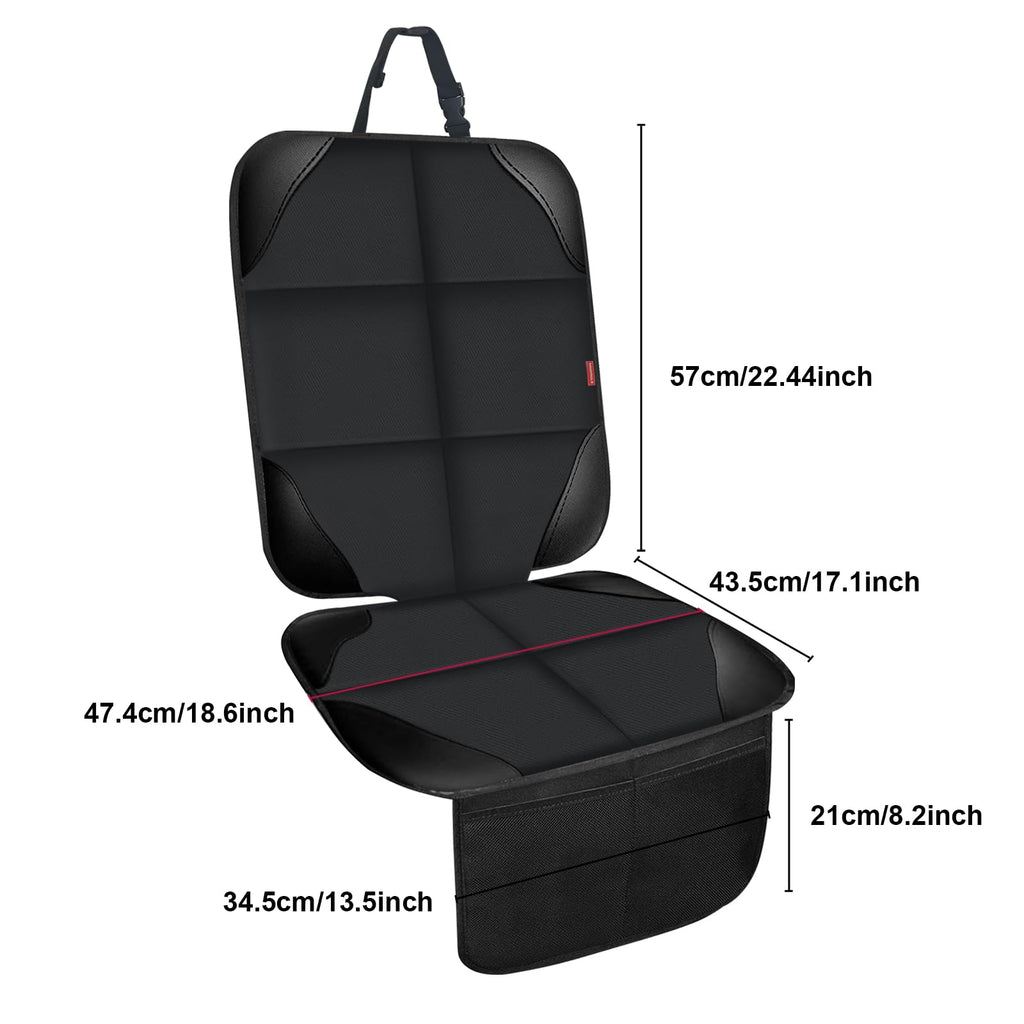 MORROLS Car Seat Protector for Child Seats,1 Pack Car Seat Cushion,Waterproof Fabric Car Seat Covers for Non-Slip Backing Mesh Pockets for Baby,Pet,SUV, Sedan and Trunk(Black)