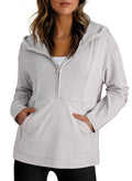 Dokotoo Sweatshirt for Women Long Sleeve Half Zip Womens Hoodies Fleece Early Fall Fashion Outfits Workout Sweatshirts Winter Jackets Warm Oversized Casual Hooded Tops Clothes 2025 Grey Medium