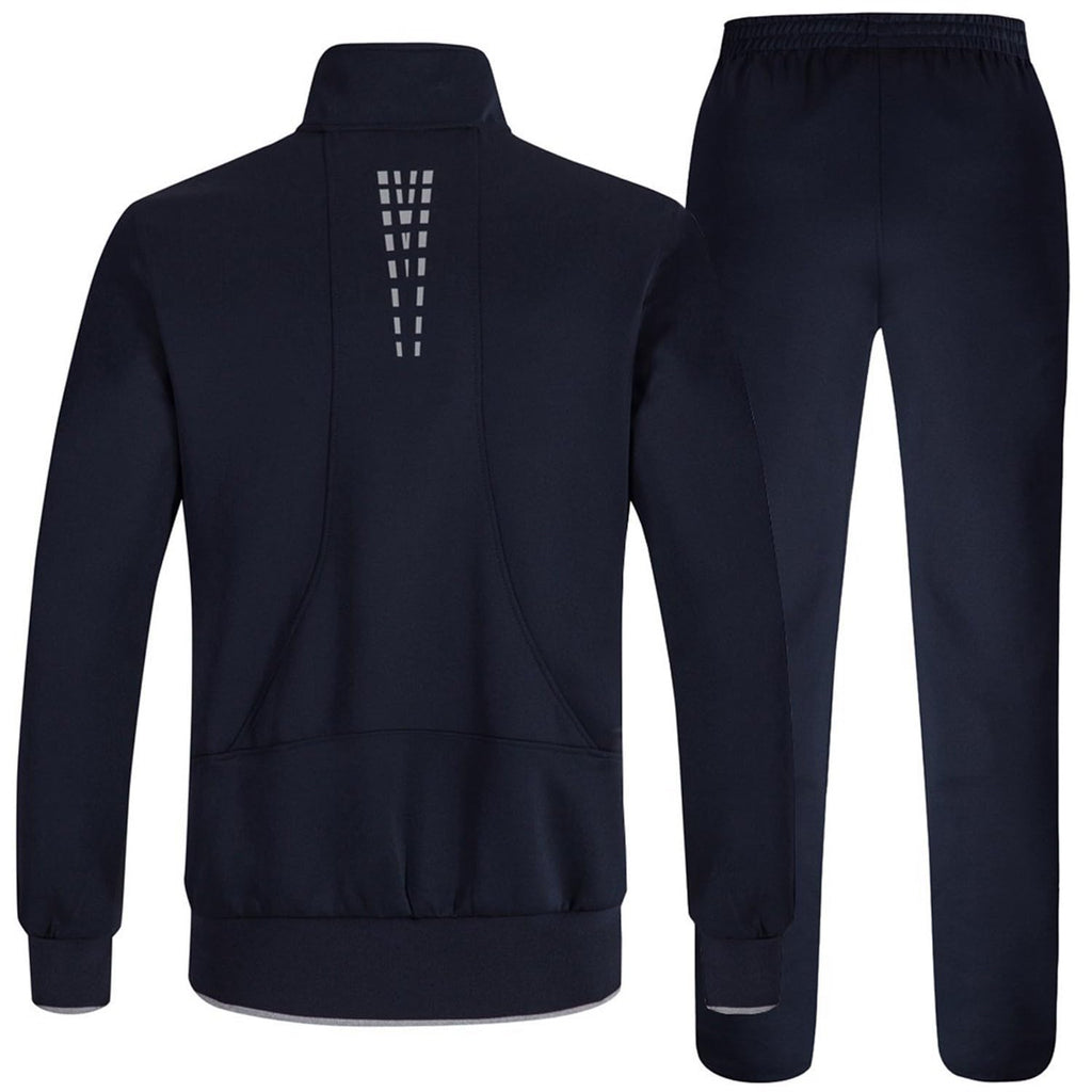 TBMPOY Men's Tracksuits Sweatsuits for Men Set Track Suits 2 Piece Casual Athletic Jogging Warm Up Full Zip Sweat Suits Navy/Grey XXL