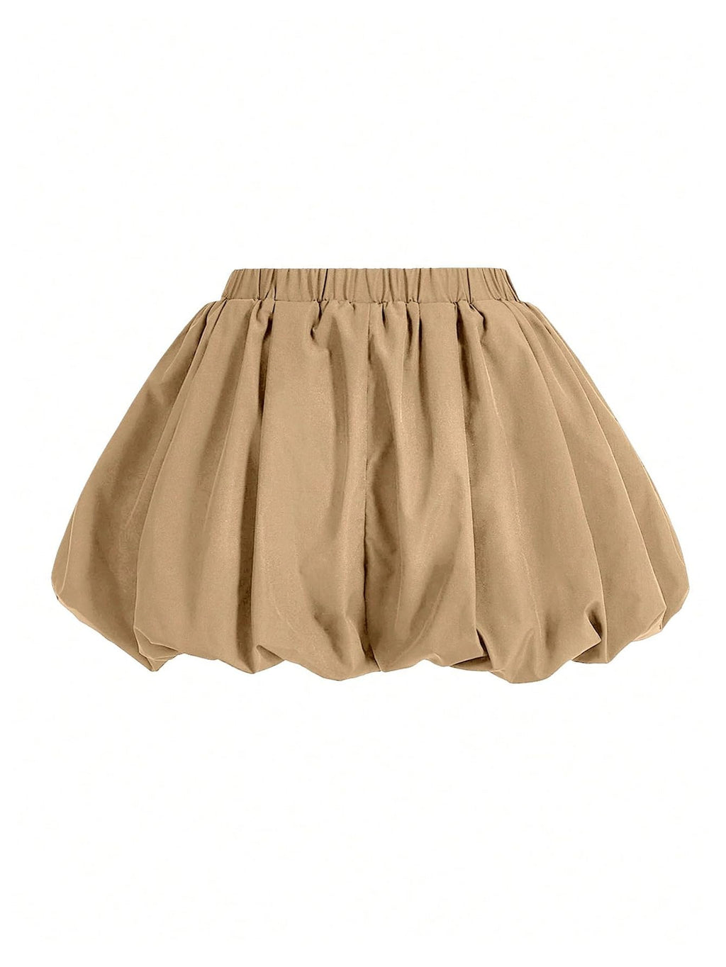 WDIRARA Women's Asymmetrical Hem Bubble Skorts Elastic Waist Loose Fit Solid Mini Skirt Pants Khaki Medium