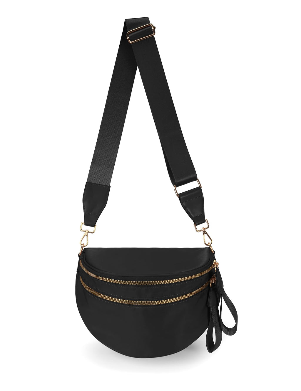 Spacious Nylon Crossbody Bag Bum Bag Handbags Wallets Purses Trendy Shoulder Bag for Women (black)