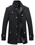 chouyatou Men's Winter Stylish Wool Blend Single Breasted Military Peacoat (Small, Solid-Black)