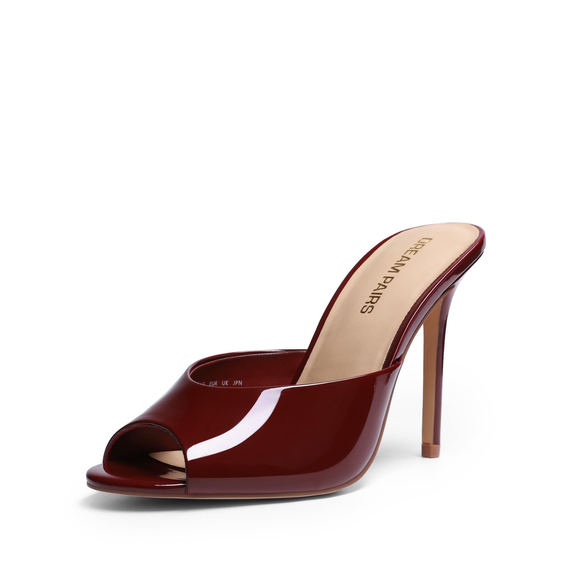 DREAM PAIRS Mule Heels for Women High Heels Stiletto Open Round Peep Toe Mules Sandals Slip on Dress Shoes Sexy Heeled for Party Dressy Prom Wedding,Size 8.5,Burgundy,SDHS25003W