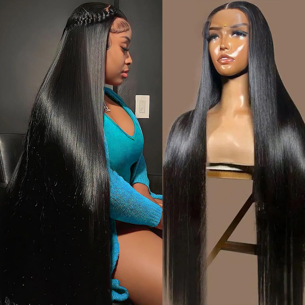 OWNROSE 30 Inch 13x6 Lace Front Wigs Human Hair Pre Plucked 200 Density Straight Glueless Wig HD Transparent Human Hair Lace Front Wigs with Baby Hair Lace Front Wigs for Women