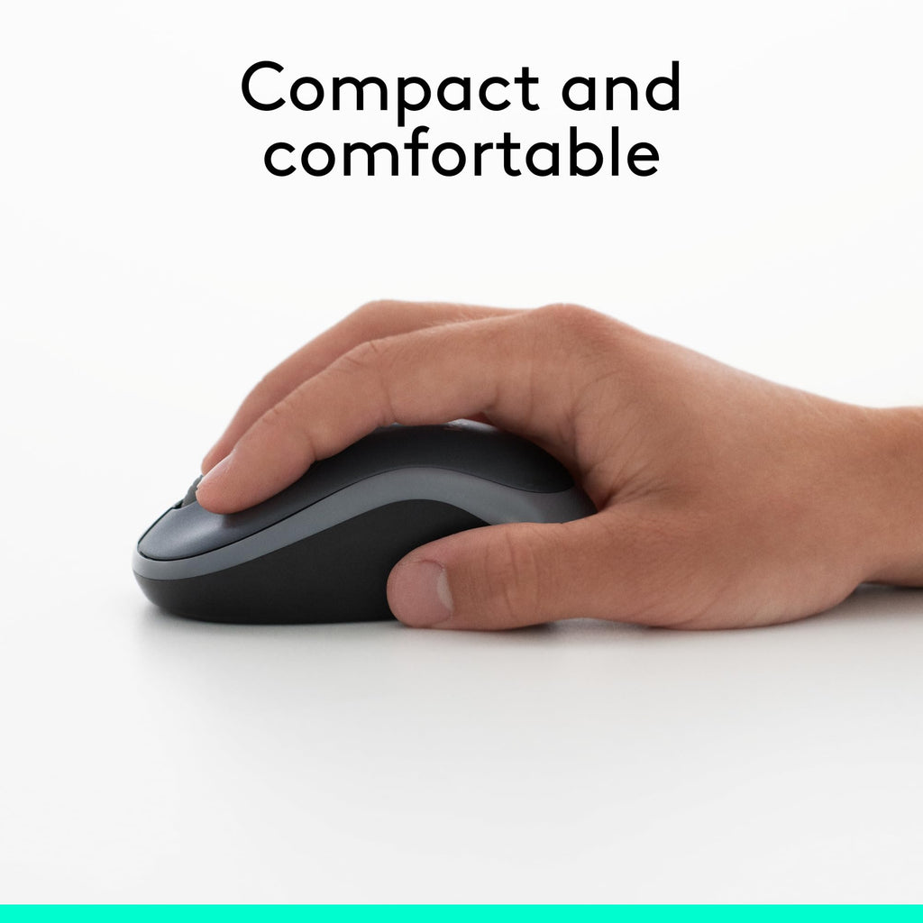Logitech M185 Wireless Mouse, 2.4GHz with USB Mini Receiver, 12-Month Battery Life, 1000 DPI Optical Tracking, Ambidextrous PC/Mac/Laptop - Swift Grey