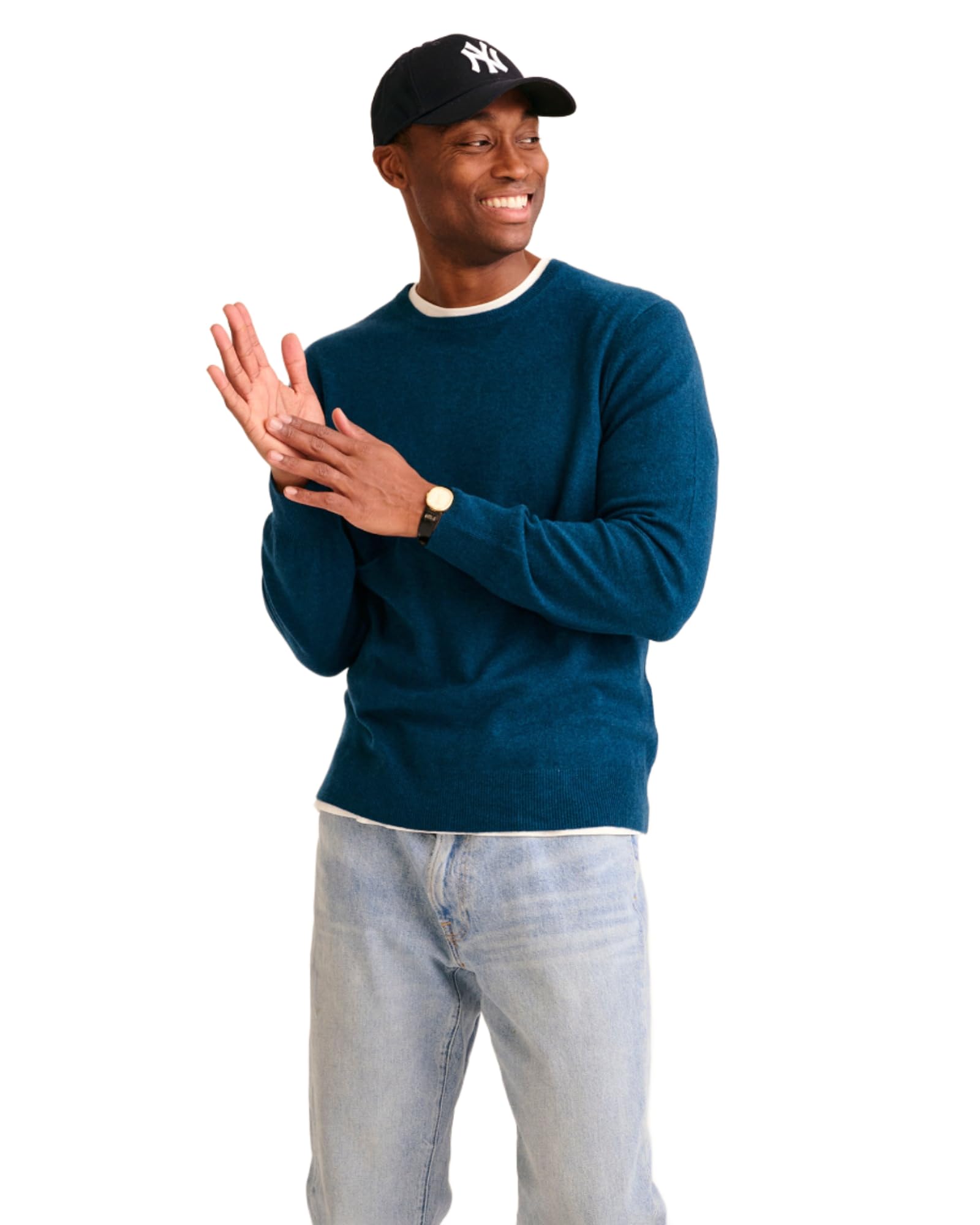 The Original Cashmere Crewneck Sweater Men's (US, Alpha, X-Large, Regular, Regular, Peacock Blue)