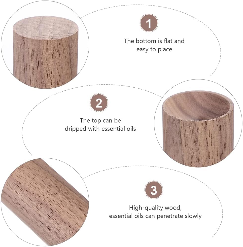 Brown Walnut Wood Essential Oil Diffuser,Wooden Aromatherapy Round Office Home Car Diffuser,Small Wooden Diffuser for Essential Oils Aromatherapy Diffusers Health and Household Interior Accessories