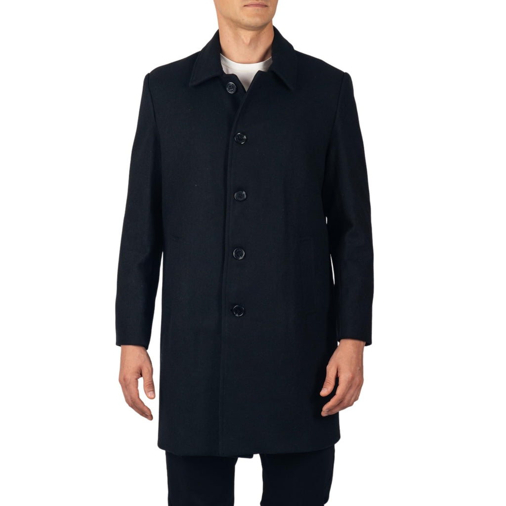 Alpine Swiss Orson Mens Wool Blend Car Coat Tailored Long Topcoat for Men Single Breasted Overcoat Winter Jacket BLK XL