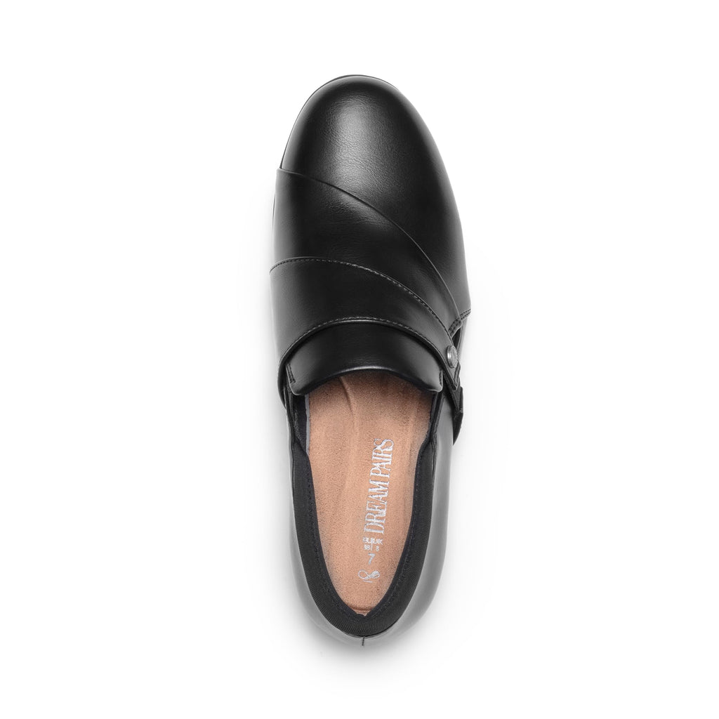 DREAM PAIRS Loafers for Women Slip-on Dressy Comfortable Business Casual Work Office Faux Leather Loafer Shoes with Arch Support,Size 9,Black,DWUMLS2530