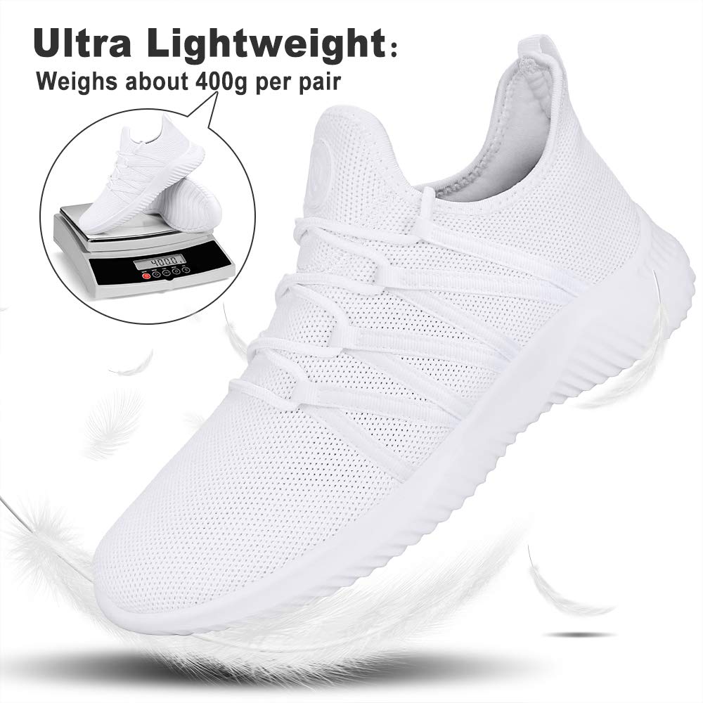 Feethit Mens Slip On Running Shoes Breathable Lightweight Comfortable Fashion Non Slip Sneakers for Men, White, 11