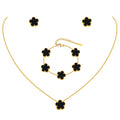 Gold Necklaces Bracelets Earring Set - 18K Gold Plated Flower Bracelet ,Stainless Steel Non Tarnish Floral Pendant Stud Jewelry Sets,Christmas Birthday Lucky Gift for Mom Wife Daughter Girlfriend