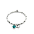 Uno de 50 Sterling Silver-Plated Beaded Stretch Bracelet with Murano Glass and Dragonfly Charm, Turquoise, Ser Fascinante