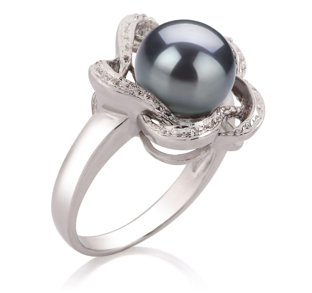 Fiona Black 9-10mm AA Quality Freshwater 925 Sterling Silver Cultured Pearl Ring For Women - Size-6
