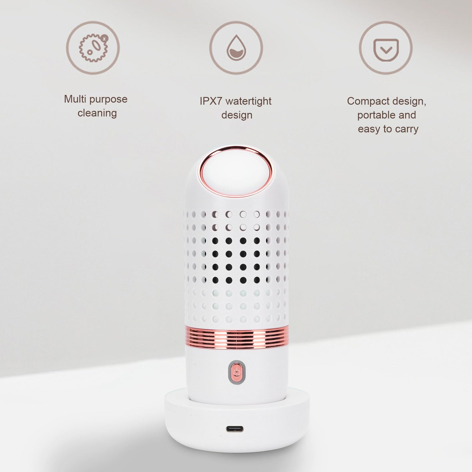 Fruit and Vegetable Cleaning Machine Rechargeable Food Fruit Cleaner, IPX7 High Efficiency Automatic Food Purifier with Charging Base for Tableware Meat Fruits Vegetables Rice