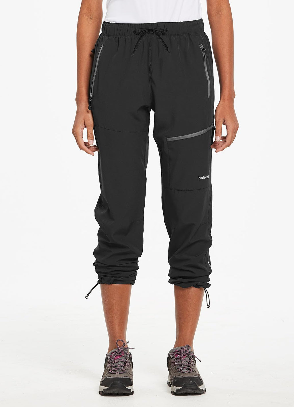baleaf Women's Hiking Pants Quick Dry Lightweight Water Resistant Stretch Cargo Pants with Zipper Pockets Travel Camping 29''-Black L