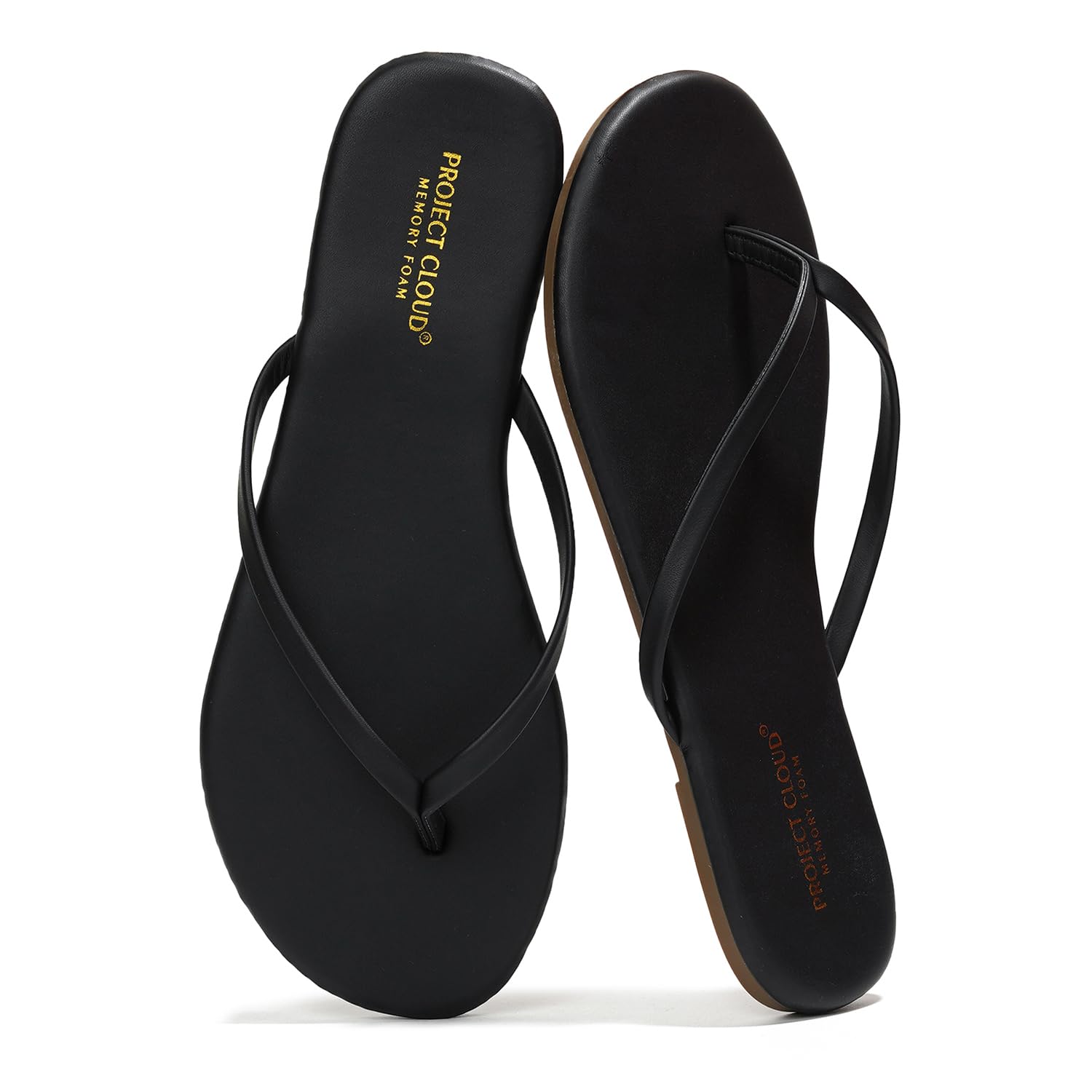 Project Cloud Flip Flops for Women Footwear- Lightweight and Memory Foam Insole Sandals for Women 2026 - Durable Non-Slip Beach Essentials Flats for Women Sandals (Foundations, Black, 7)