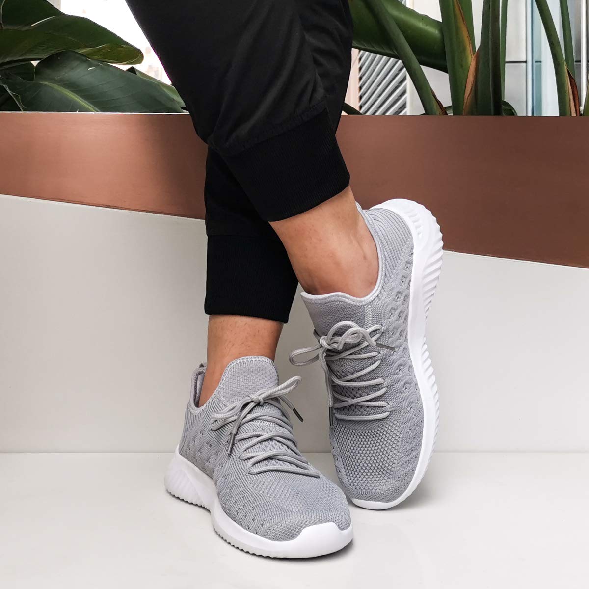 Feethit Mens Slip On Walking Shoes Lightweight Breathable Non Slip Running Shoes Comfortable Fashion Sneakers for Men Grey Size 10.5