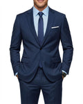 MY'S Men's 2 Piece Suit with Tie, One Button Slim Fit Solid Jacket and Pants Set, Suits for Men Party Prom Wedding & Business, Deep Blue