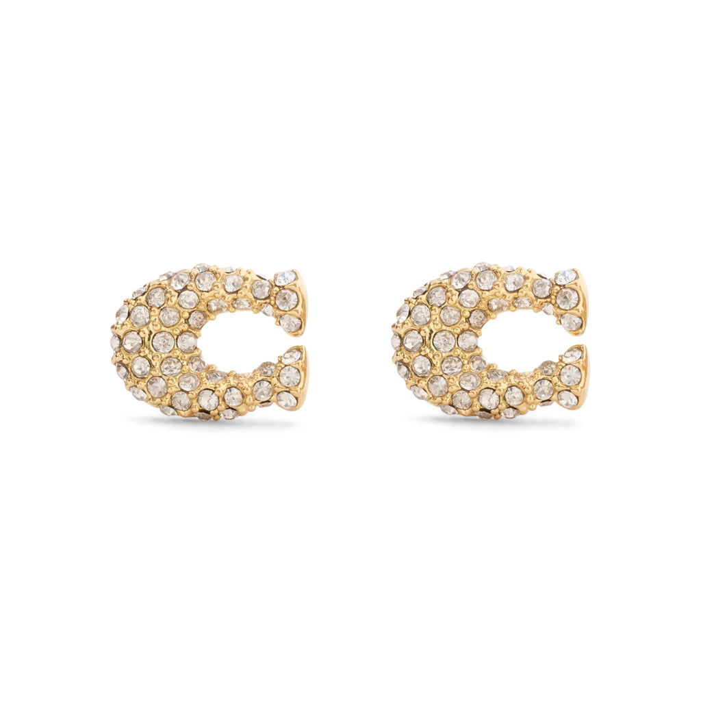 COACH Jewelry Women's Pavé Signature C Stud Earrings